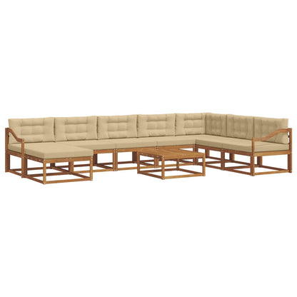 Set di divani da esterno con cuscino 9 pcs Naturale e Beige