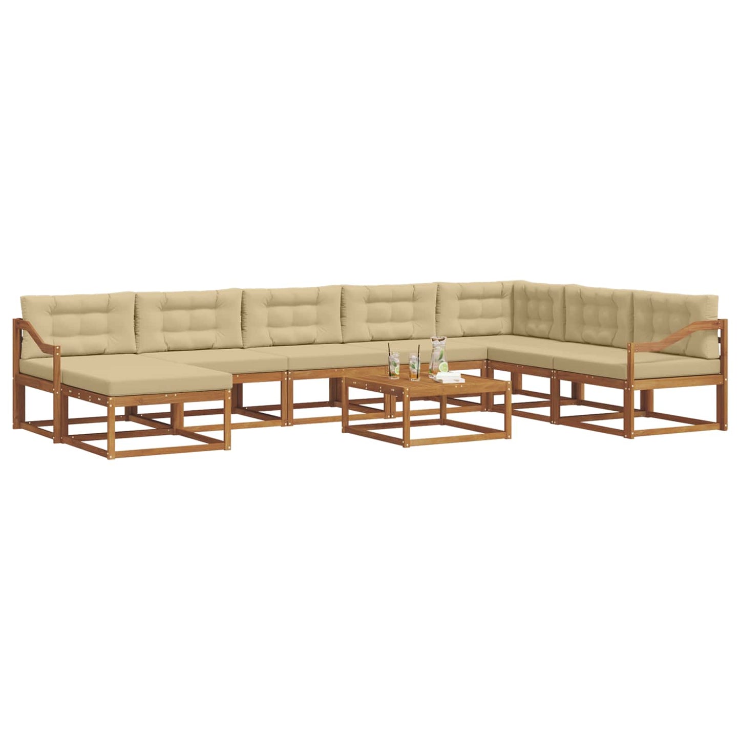 Set di divani da esterno con cuscino 9 pcs Naturale e Beige | homemem39