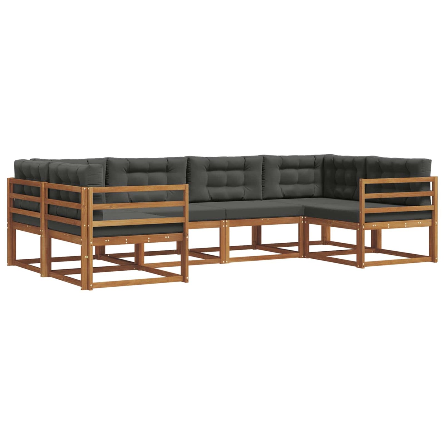 Set di divani da esterno con cuscino 6 pcs Naturale e Antracite