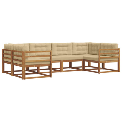 Set di divani da esterno con cuscino 6 pcs Naturale e Beige | homemem39