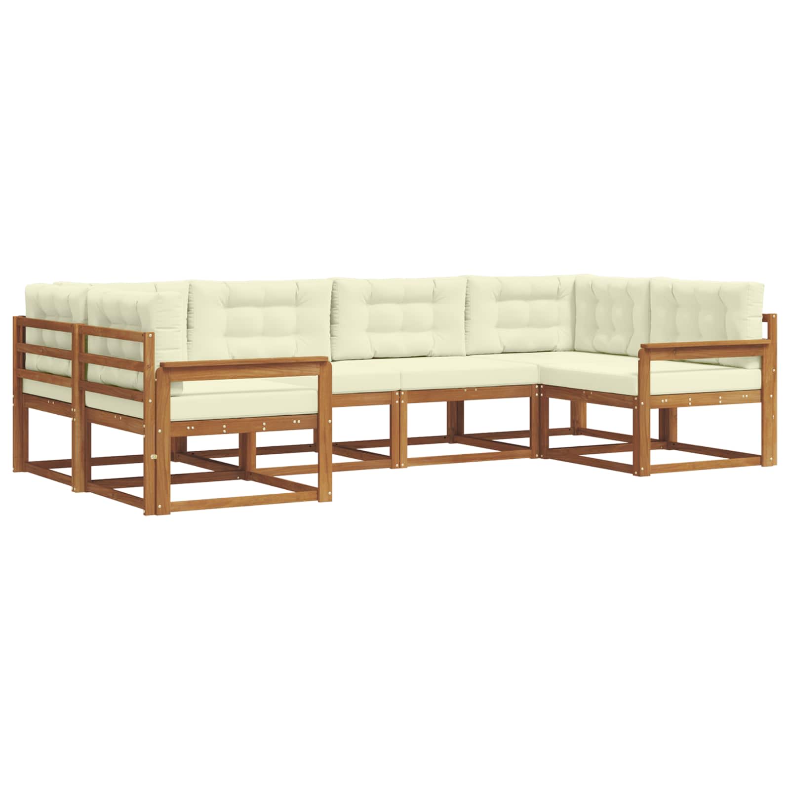 Set di divani da esterno con cuscino 6 pcs Naturale e Crema | homemem39