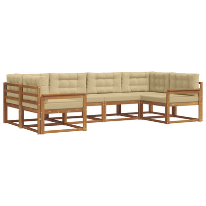 Set di divani da esterno con cuscino 6 pcs Naturale e Beige | homemem39