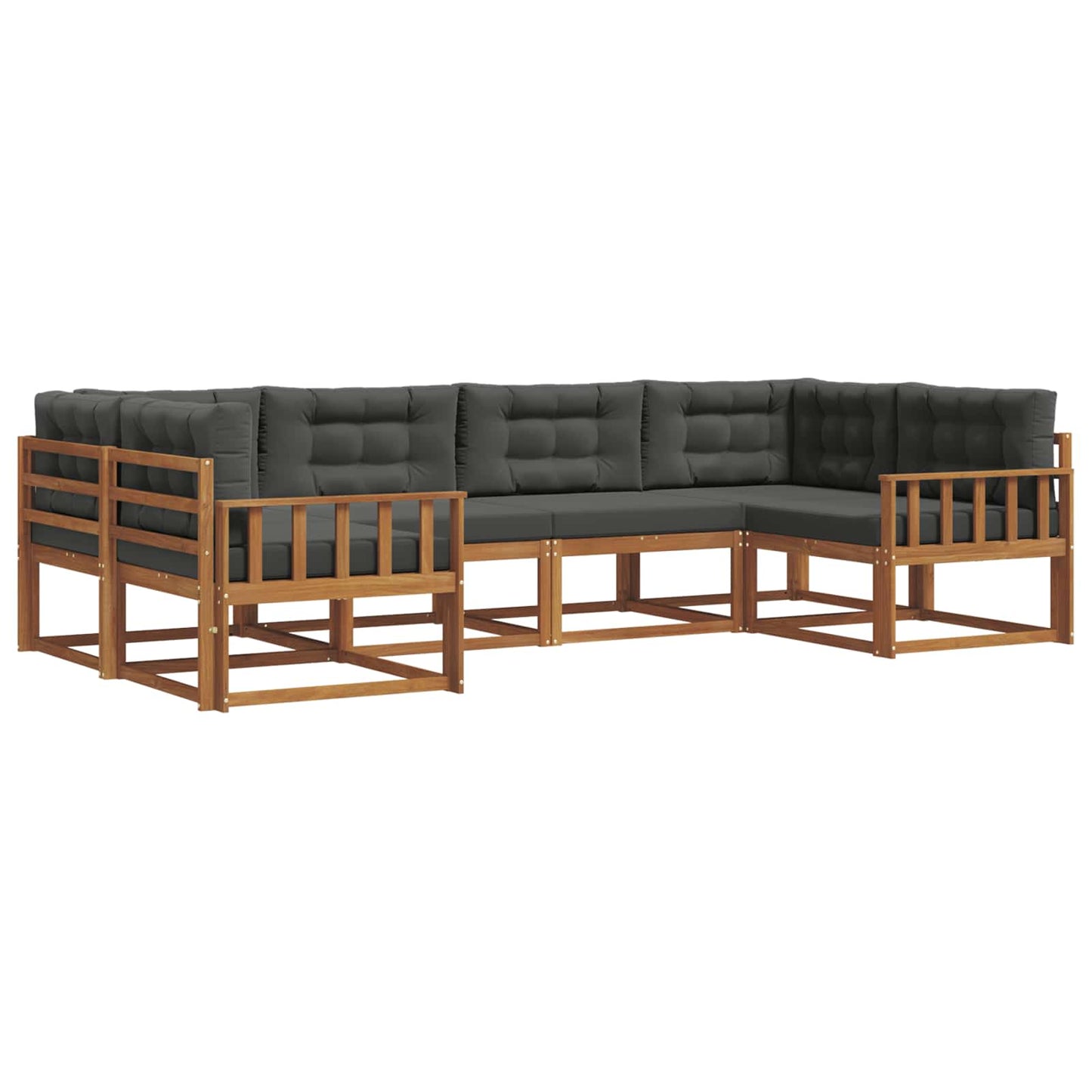 Set di divani da esterno con cuscino 6 pcs Naturale e Antracite | homemem39