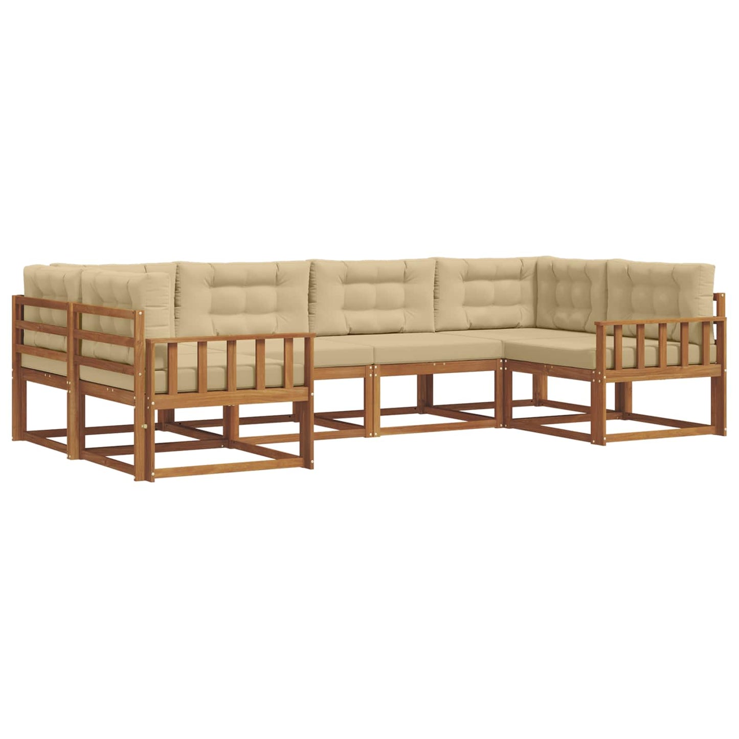 Set di divani da esterno con cuscino 6 pcs Naturale e Beige