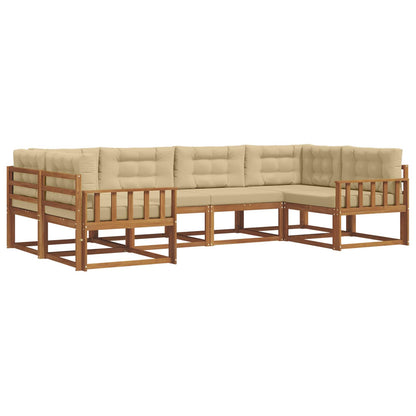 Set di divani da esterno con cuscino 6 pcs Naturale e Beige