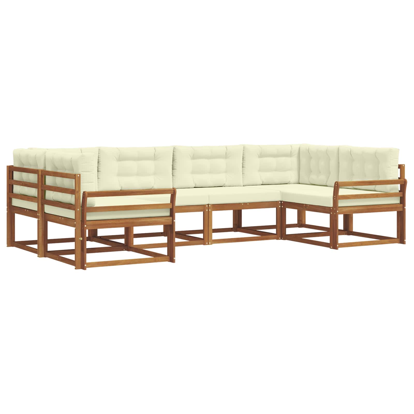 Set di divani da esterno con cuscino 6 pcs Naturale e Crema | homemem39