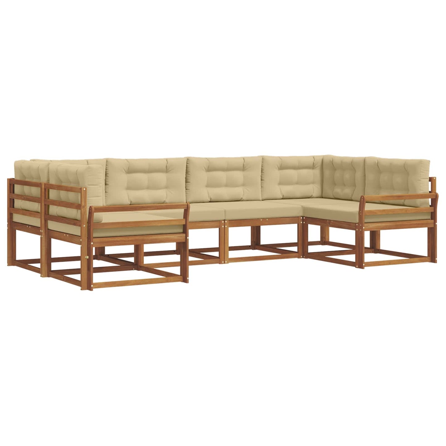 Set di divani da esterno con cuscino 6 pcs Naturale e Beige | homemem39