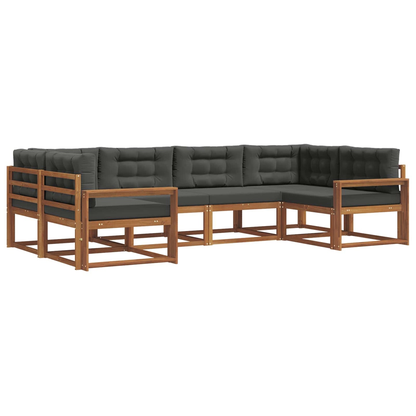 Set di divani da esterno con cuscino 6 pcs Naturale e Antracite | homemem39