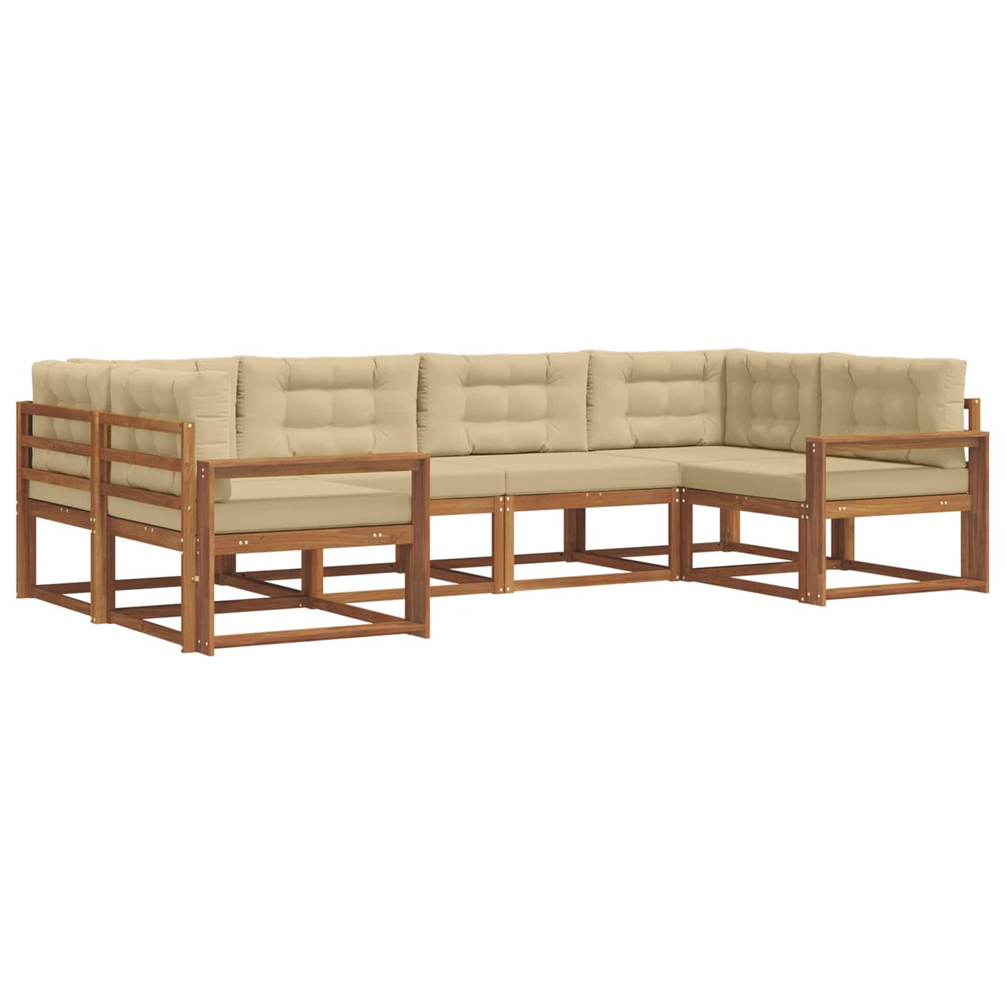 Set di divani da esterno con cuscino 6 pcs Naturale e Beige | homemem39