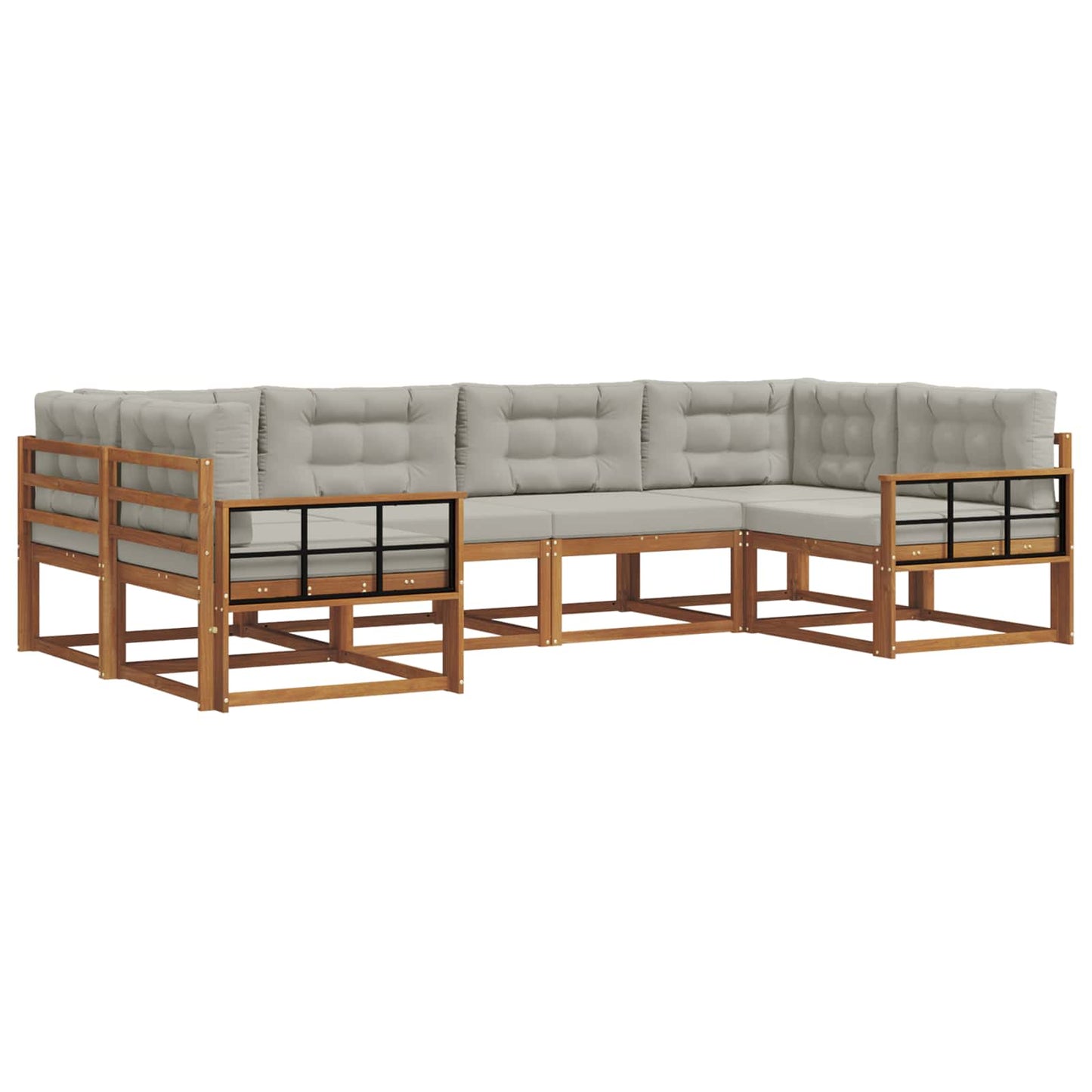 Set di divani da esterno 6 pcs Grigio Naturale e Chiaro