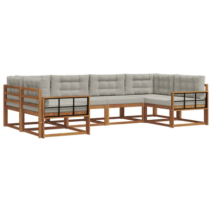 Set di divani da esterno 6 pcs Grigio Naturale e Chiaro