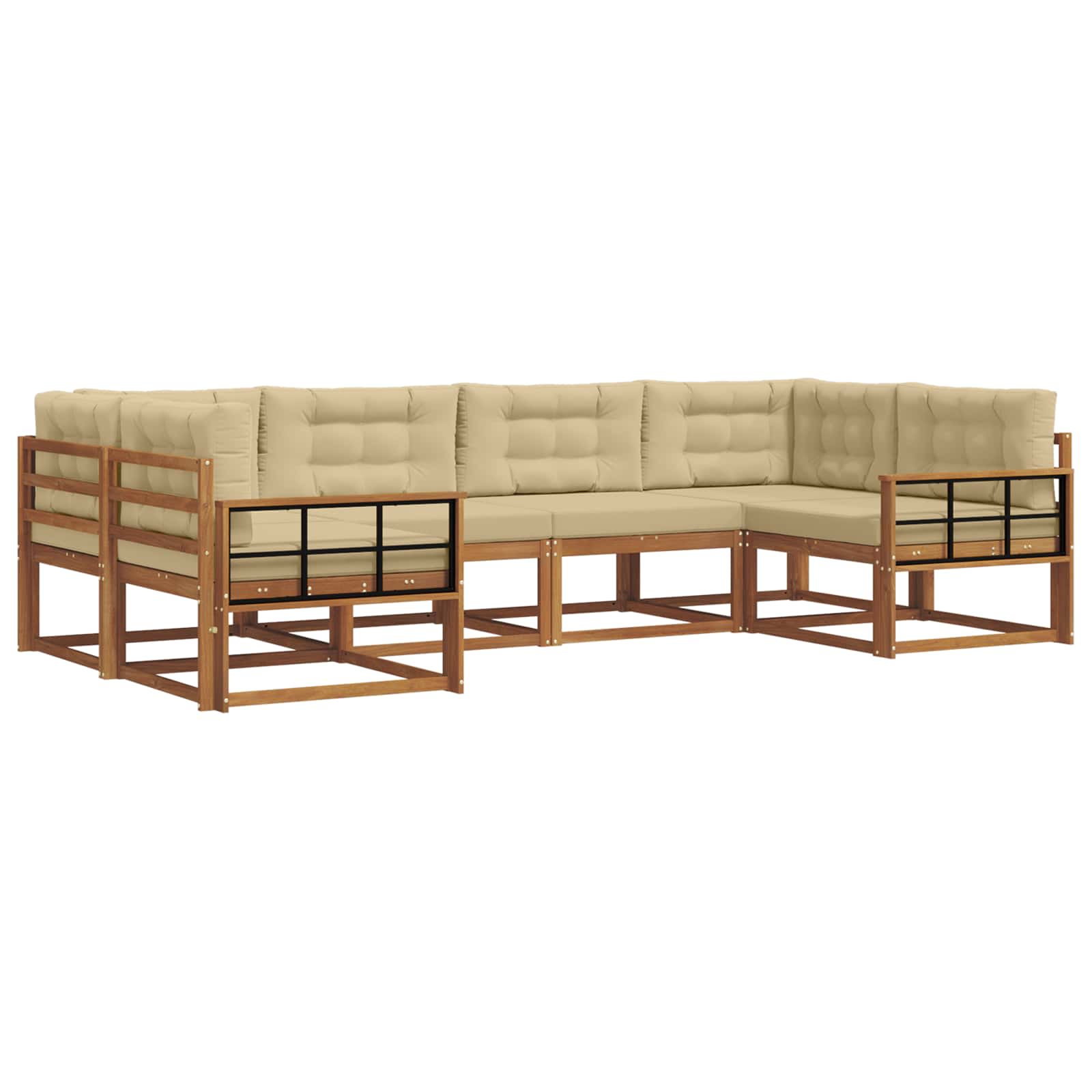 Set di divani da esterno con cuscino 6 pcs Naturale e Beige | homemem39