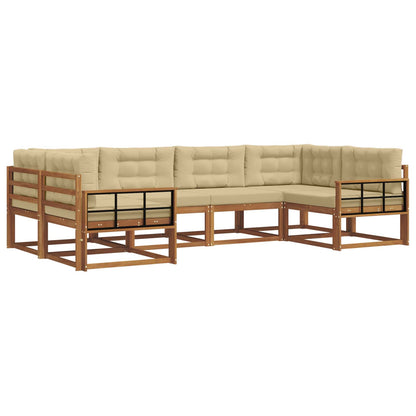 Set di divani da esterno con cuscino 6 pcs Naturale e Beige | homemem39