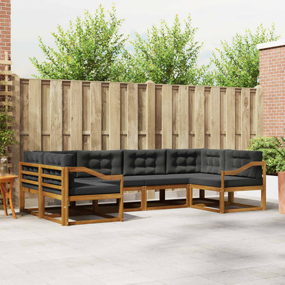 Set di divani da esterno con cuscino 6 pcs Naturale e Antracite