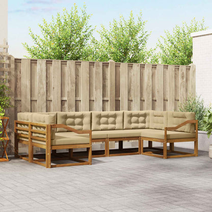 Set di divani da esterno con cuscino 6 pcs Naturale e Beige