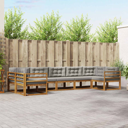 Set di divani da esterno 7 pcs Grigio Naturale e Chiaro