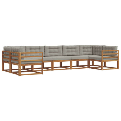 Set di divani da esterno 7 pcs Grigio Naturale e Chiaro | homemem39
