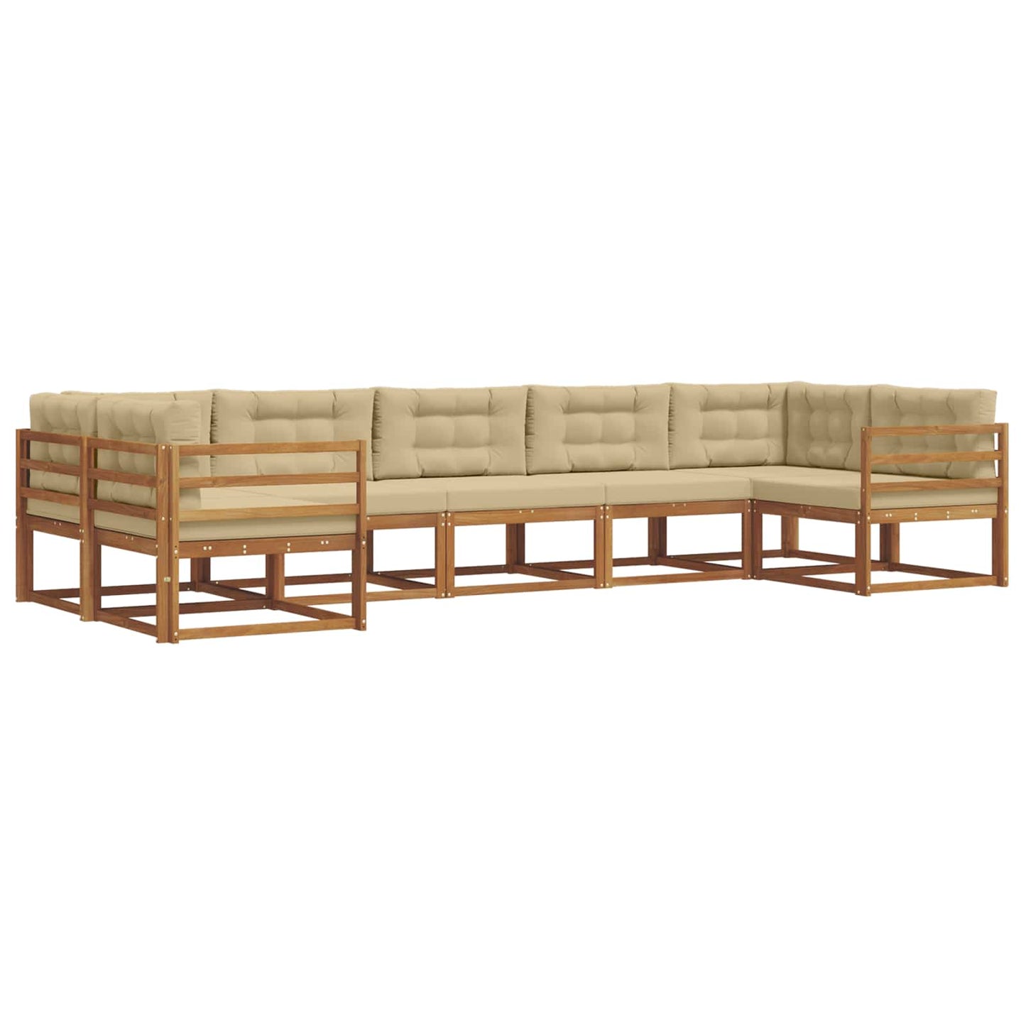 Set di divani da esterno con cuscino 7 pcs Naturale e Beige | homemem39