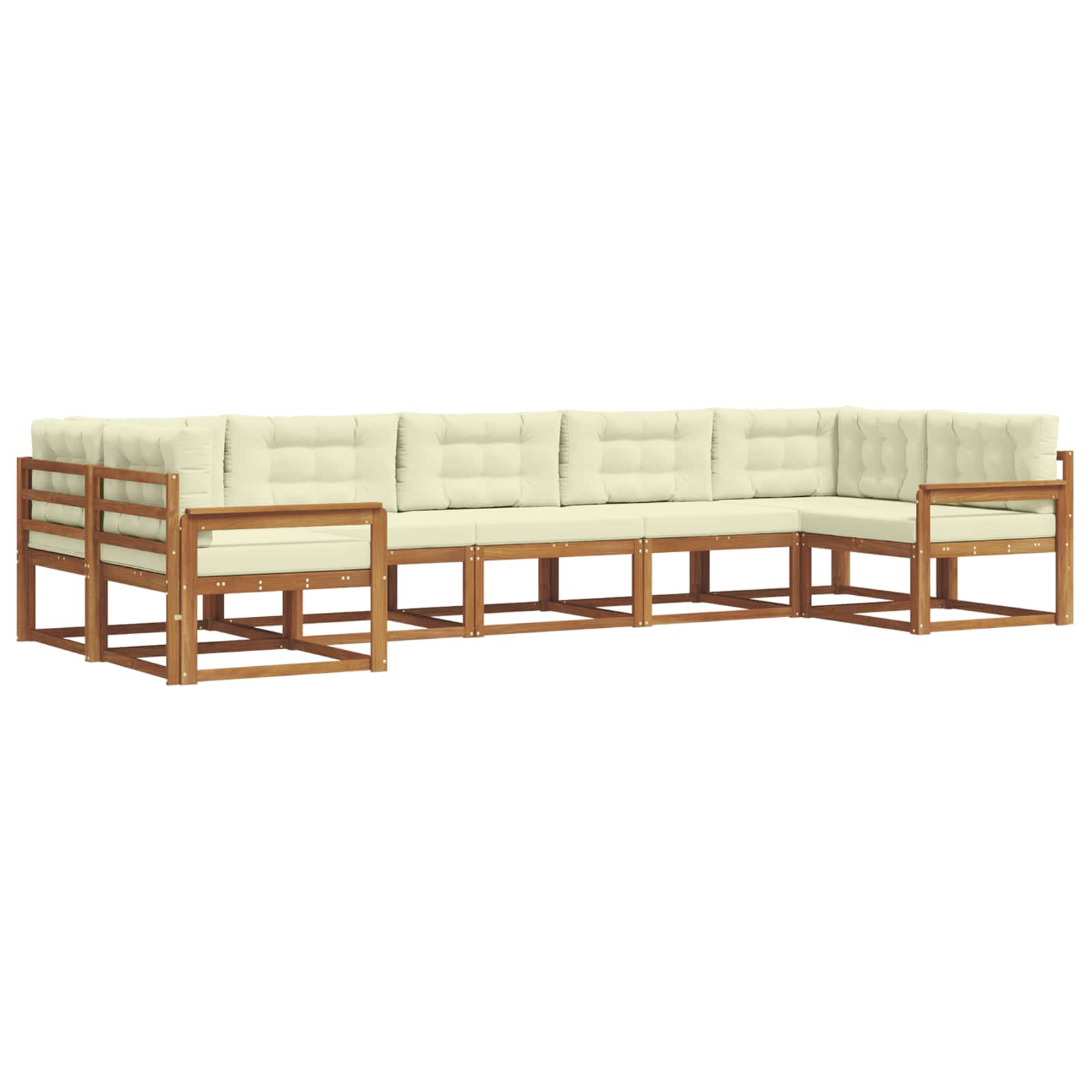 Set di divani da esterno con cuscino 7 pcs Naturale e Crema | homemem39
