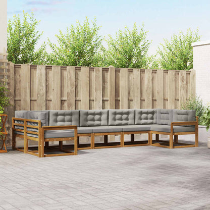 Set di divani da esterno 7 pcs Grigio Naturale e Chiaro