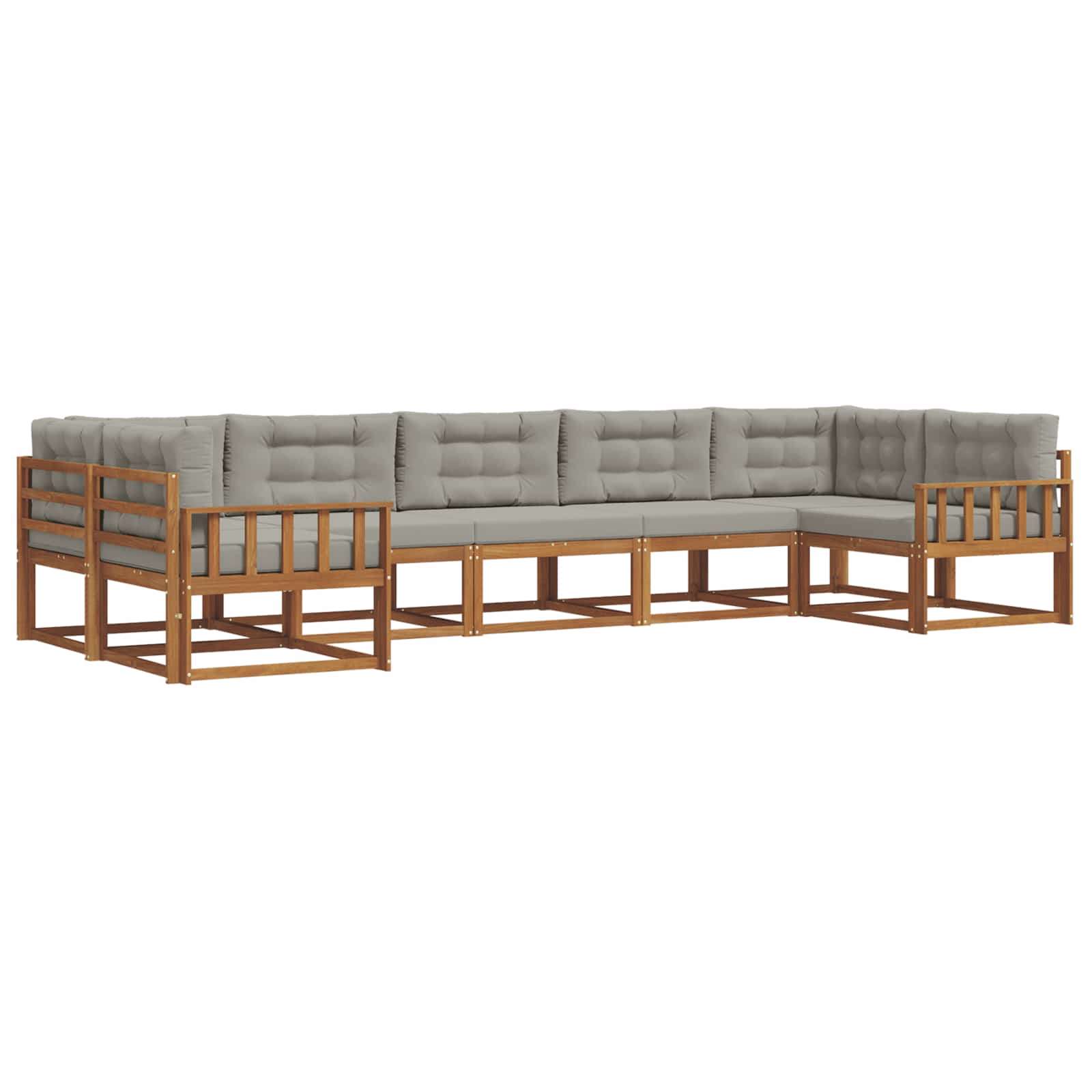 Set di divani da esterno 7 pcs Grigio Naturale e Chiaro | homemem39
