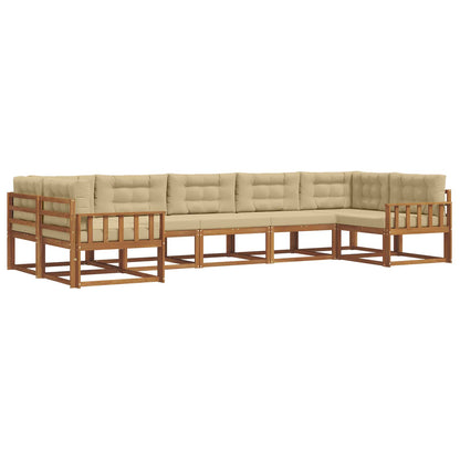 Set di divani da esterno con cuscino 7 pcs Naturale e Beige | homemem39