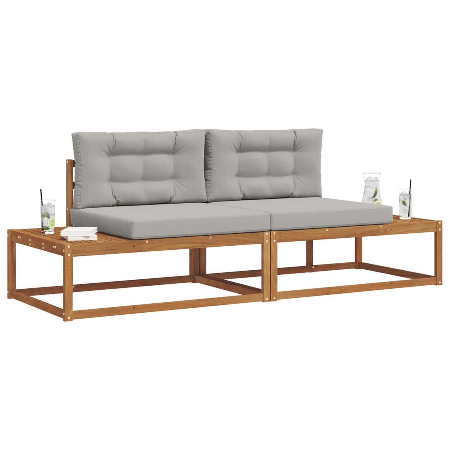 Set di divani da esterno con cuscino Grigio Naturale e Chiaro | homemem39
