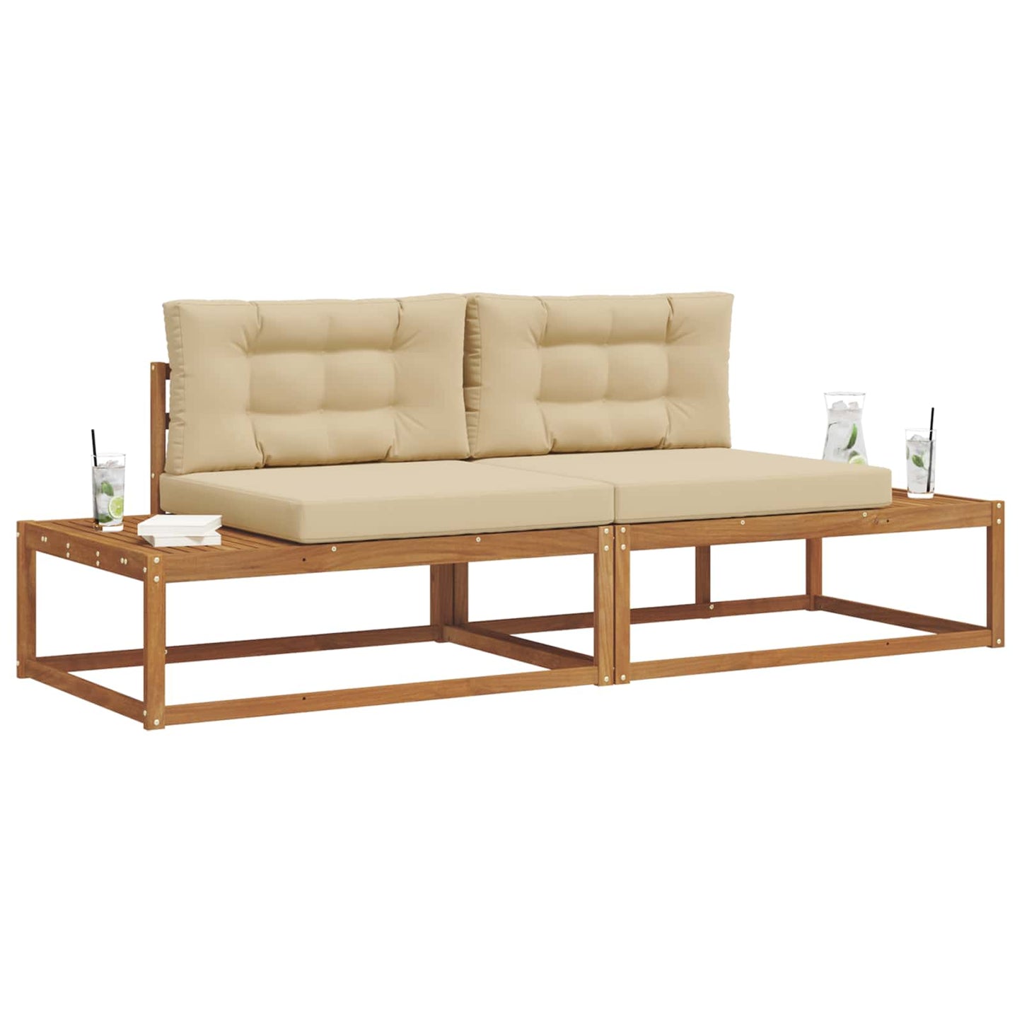 Set di divani da esterno con cuscino Naturale e Beige | homemem39