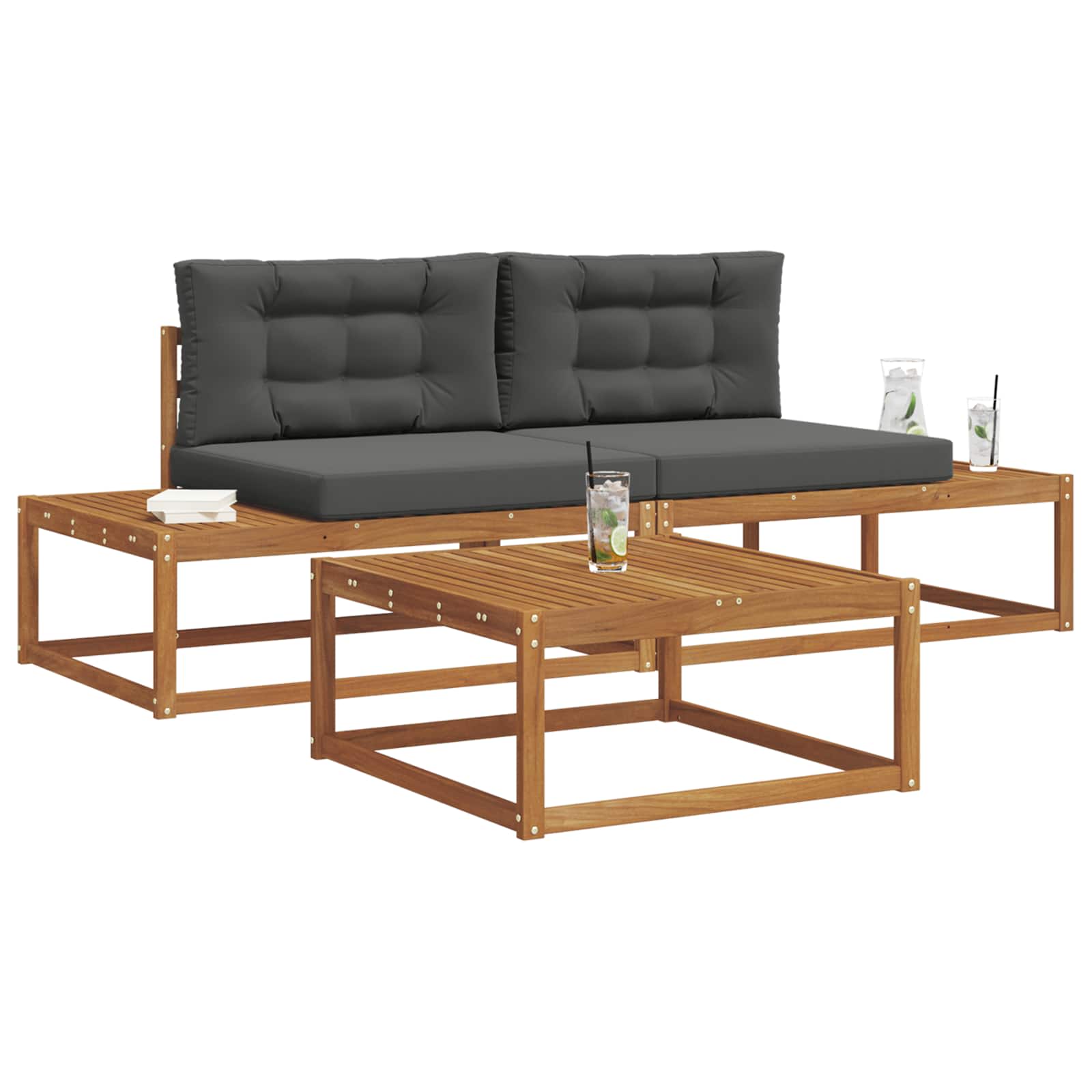 Set di divani da esterno con cuscino Naturale e Antracite | homemem39
