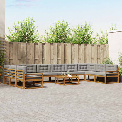 Set di divani da esterno 11 pcs Grigio Naturale e Chiaro