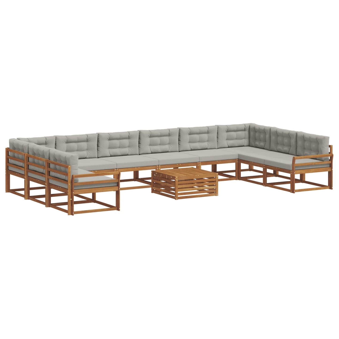 Set di divani da esterno 11 pcs Grigio Naturale e Chiaro | homemem39