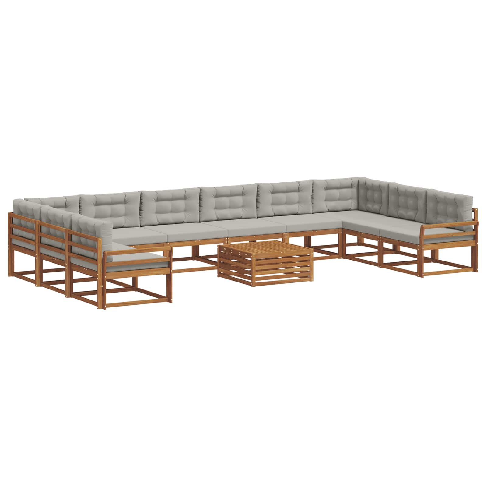 Set di divani da esterno 11 pcs Grigio Naturale e Chiaro | homemem39