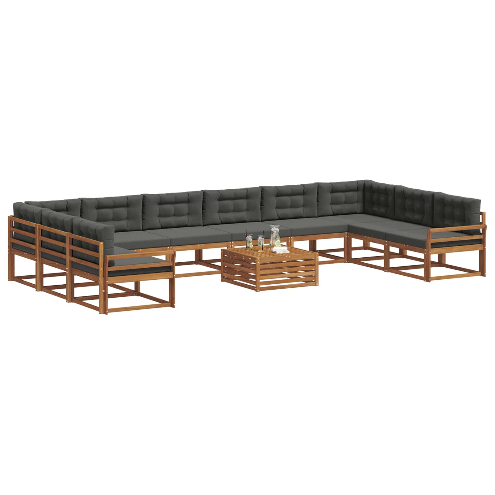 Set di divani da esterno 11 pcs Naturale e Antracite | homemem39