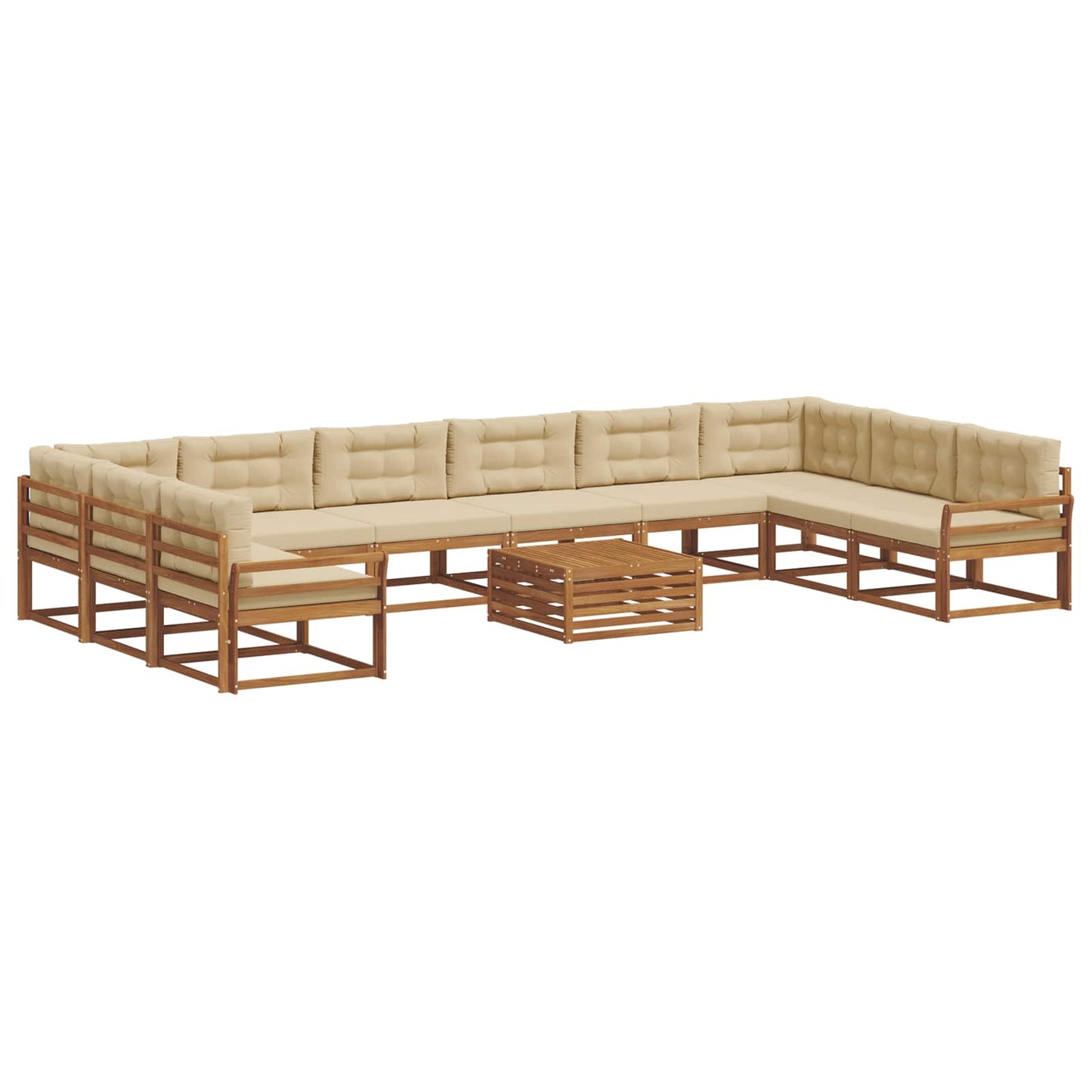 Set di divani da esterno con cuscino 11 pcs Naturale e Beige | homemem39