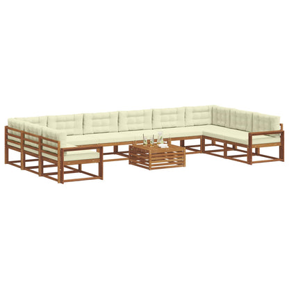 Set di divani da esterno con cuscino 11 pcs Naturale e Crema | homemem39