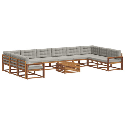 Set di divani da esterno 11 pcs Grigio Naturale e Chiaro | homemem39