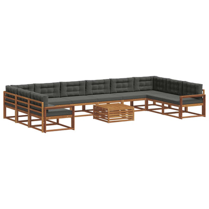 Set di divani da esterno 11 pcs Naturale e Antracite | homemem39