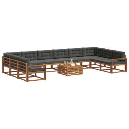 Set di divani da esterno 11 pcs Naturale e Antracite | homemem39