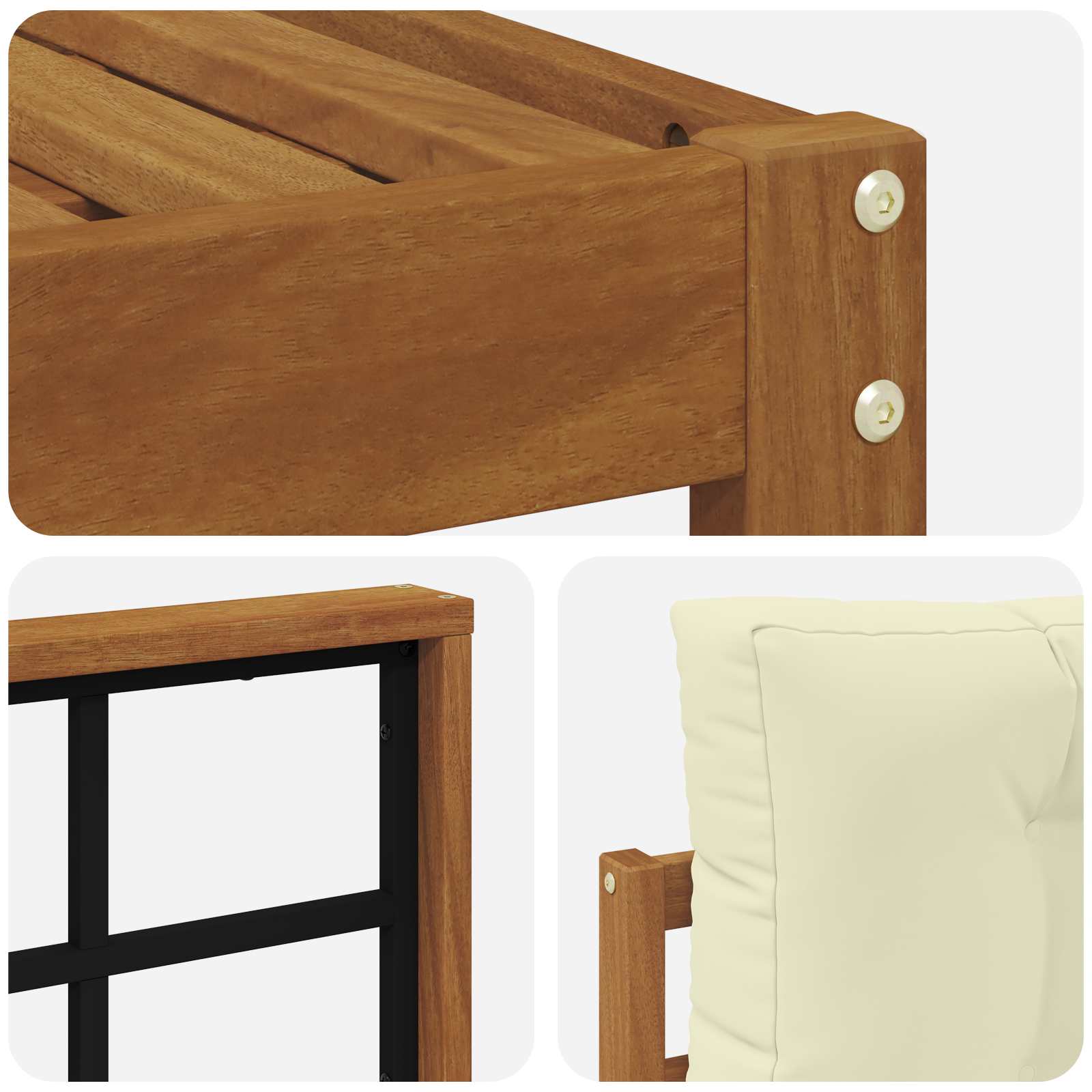 Set di divani da esterno con cuscino 11 pcs Naturale e Crema | homemem39