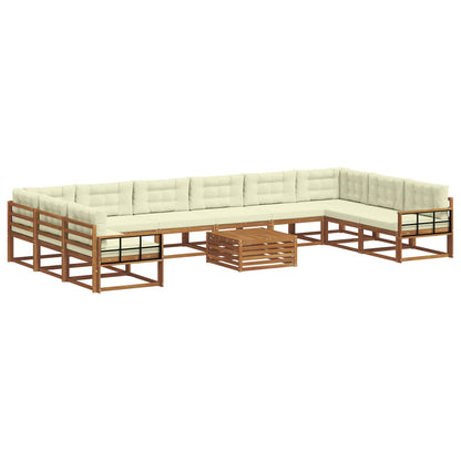 Set di divani da esterno con cuscino 11 pcs Naturale e Crema | homemem39