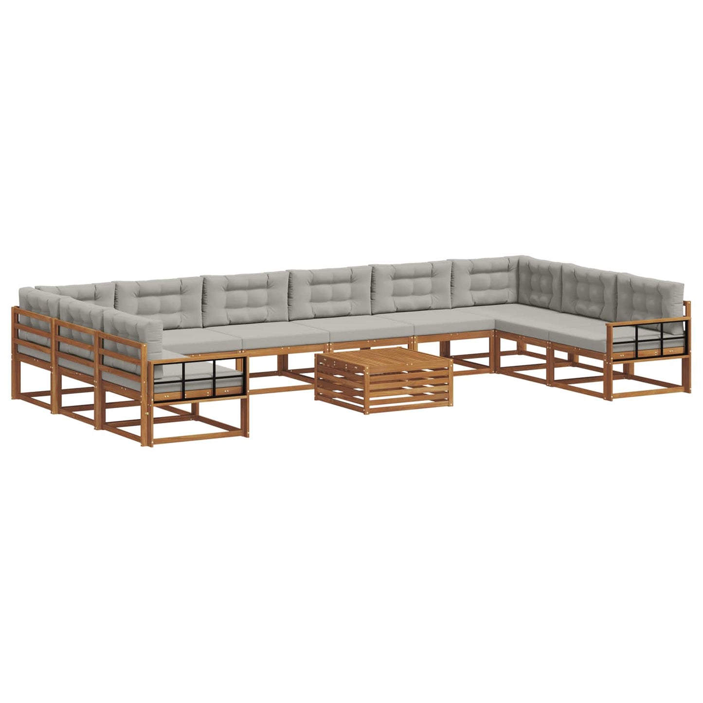 Set di divani da esterno 11 pcs Grigio Naturale e Chiaro