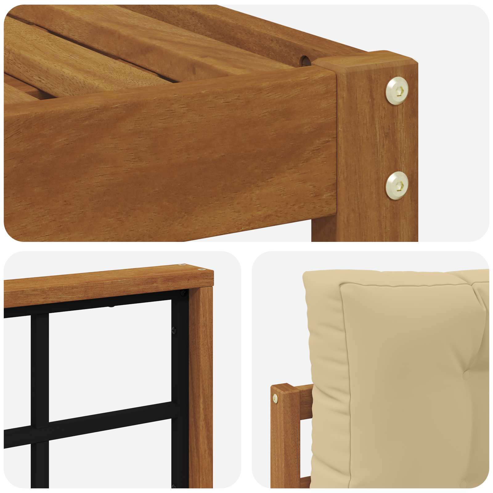 Set di divani da esterno con cuscino 11 pcs Naturale e Beige | homemem39