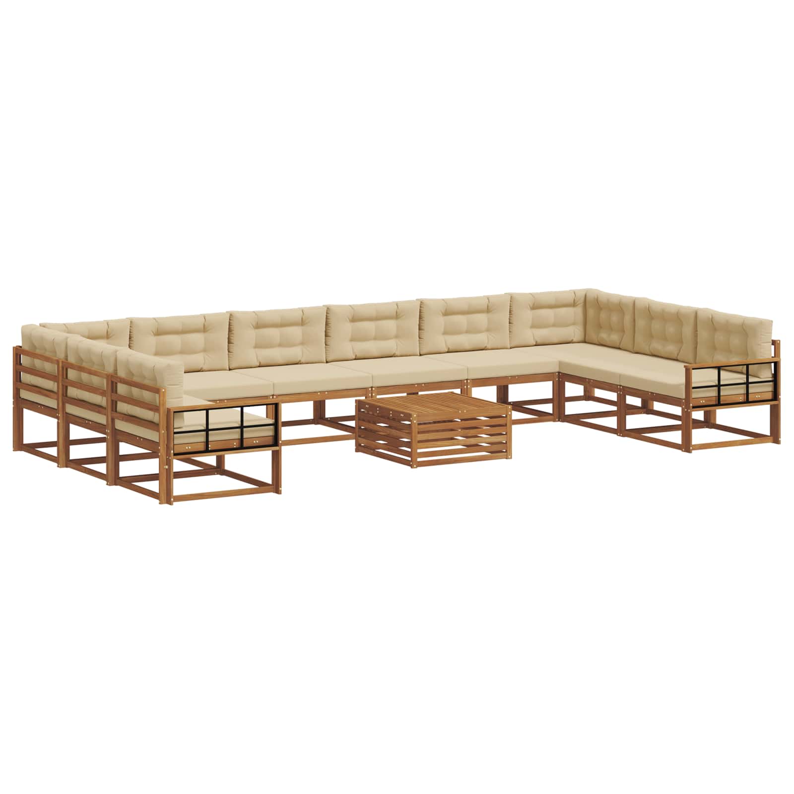 Set di divani da esterno con cuscino 11 pcs Naturale e Beige | homemem39