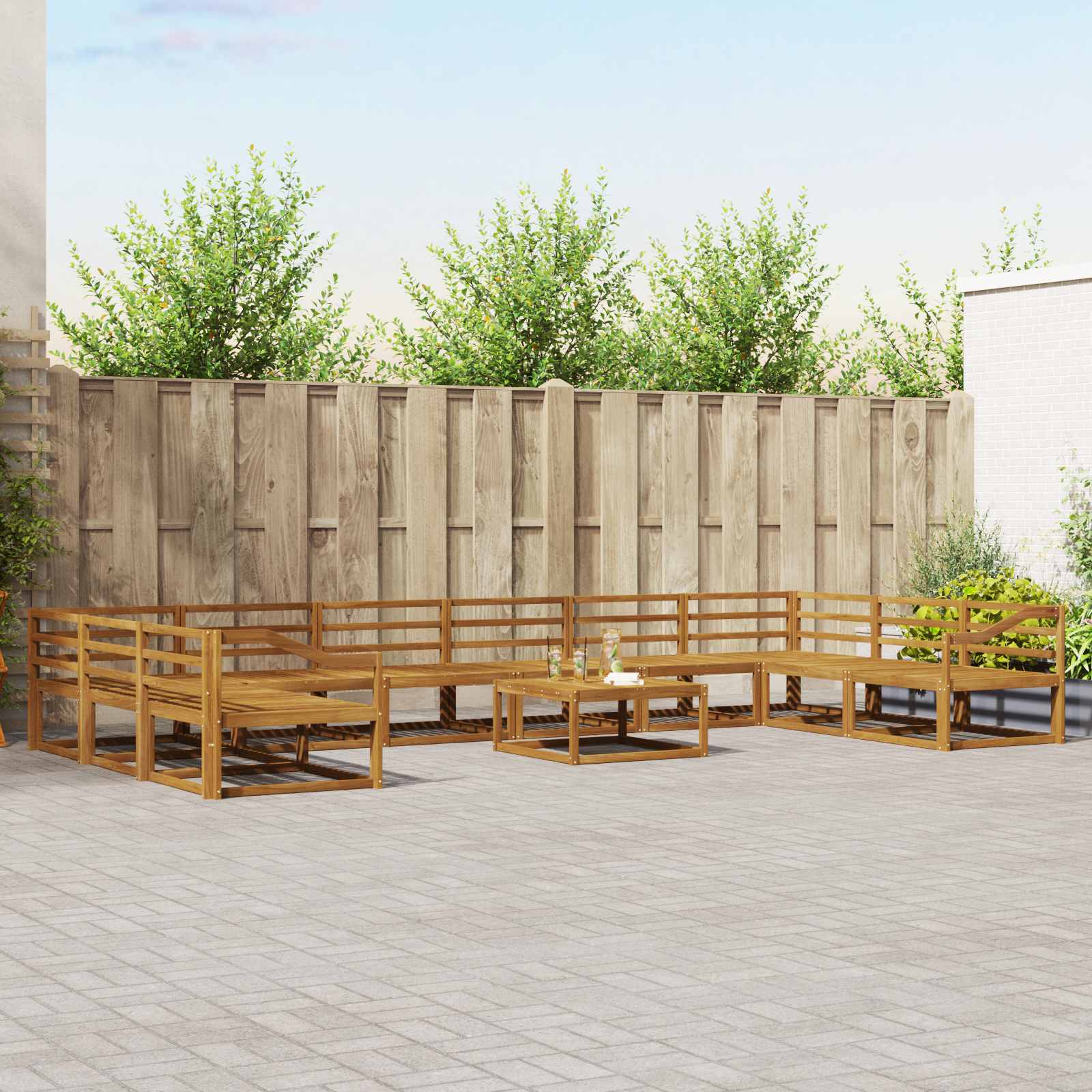 Set di divani da esterno 11 pcs Naturale | homemem39