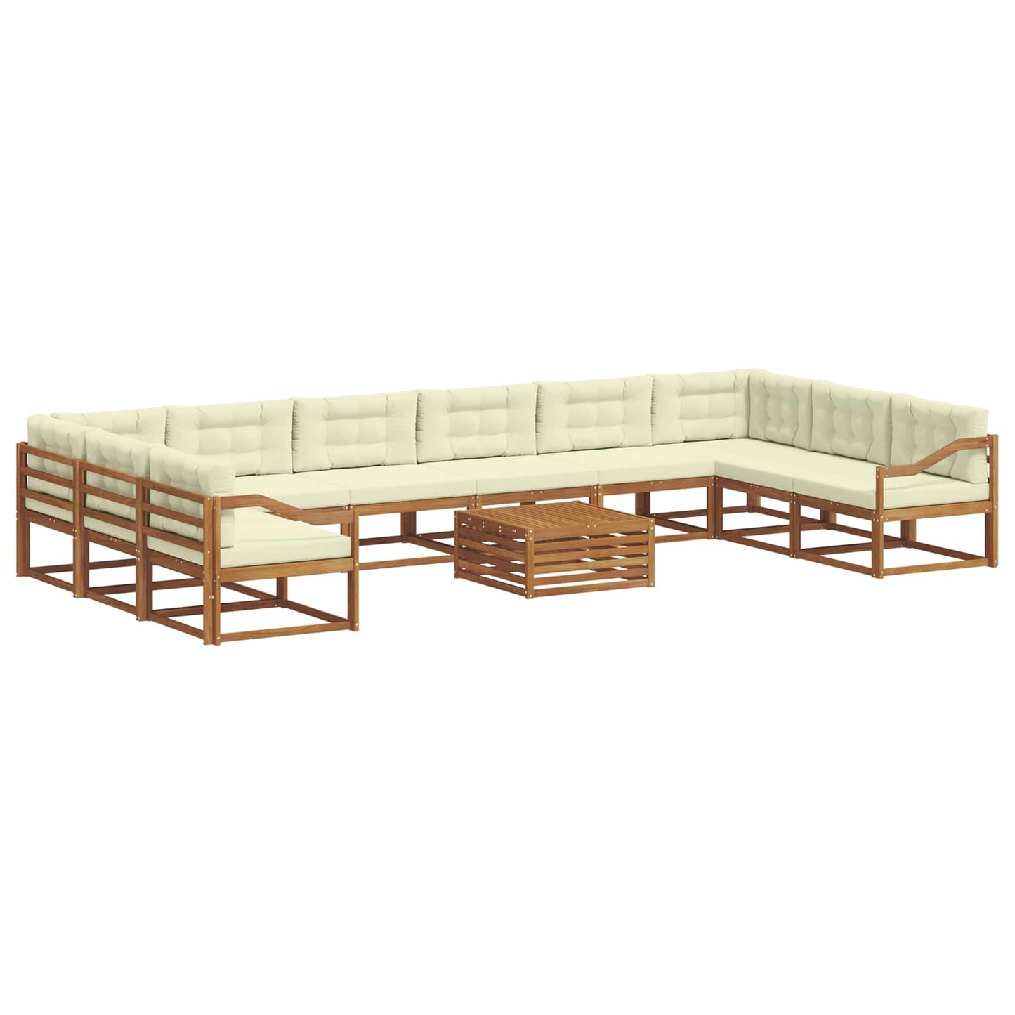 Set di divani da esterno con cuscino 11 pcs Naturale e Crema | homemem39