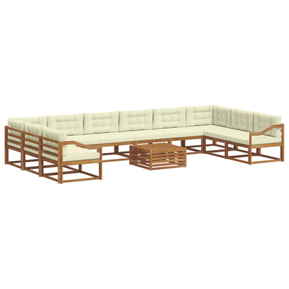Set di divani da esterno con cuscino 11 pcs Naturale e Crema | homemem39