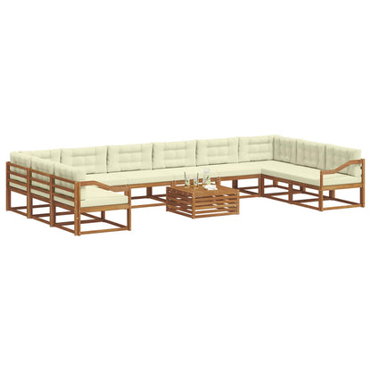 Set di divani da esterno con cuscino 11 pcs Naturale e Crema | homemem39