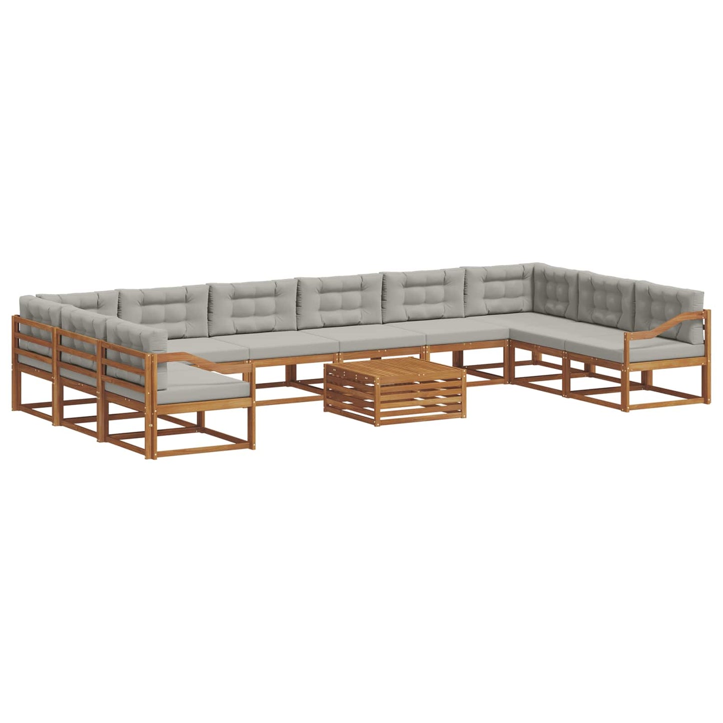 Set di divani da esterno 11 pcs Grigio Naturale e Chiaro | homemem39