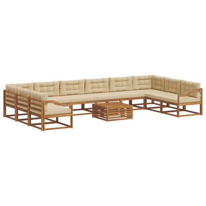 Set di divani da esterno con cuscino 11 pcs Naturale e Beige