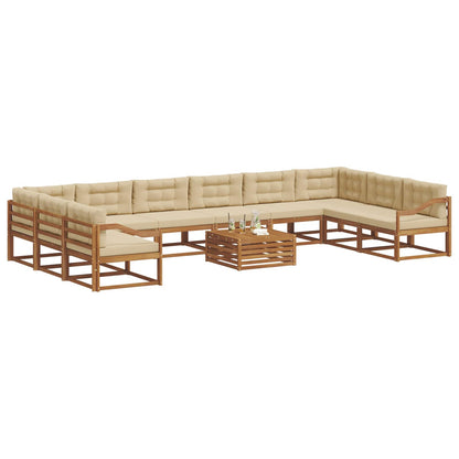 Set di divani da esterno con cuscino 11 pcs Naturale e Beige | homemem39